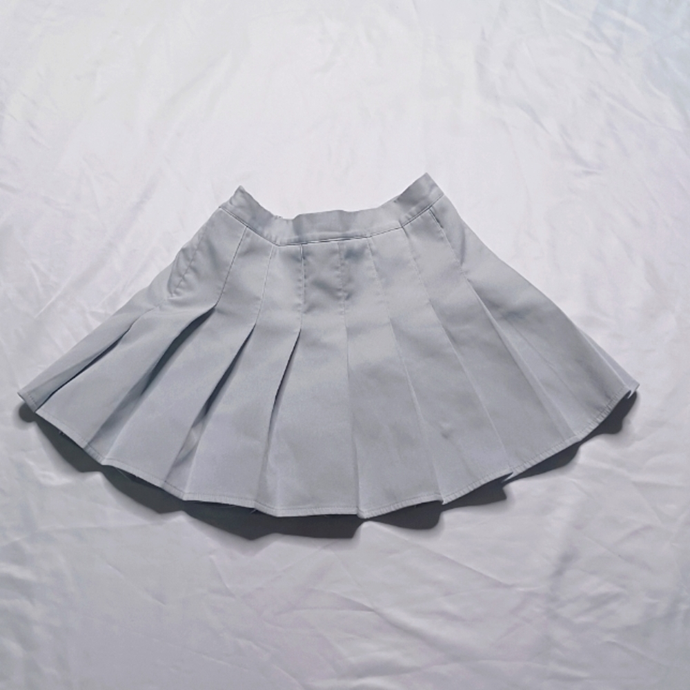 BiBiDuo Kid Light Grey Pleated Skirt Skort  Big Girl's Size 130 (US 6-7)